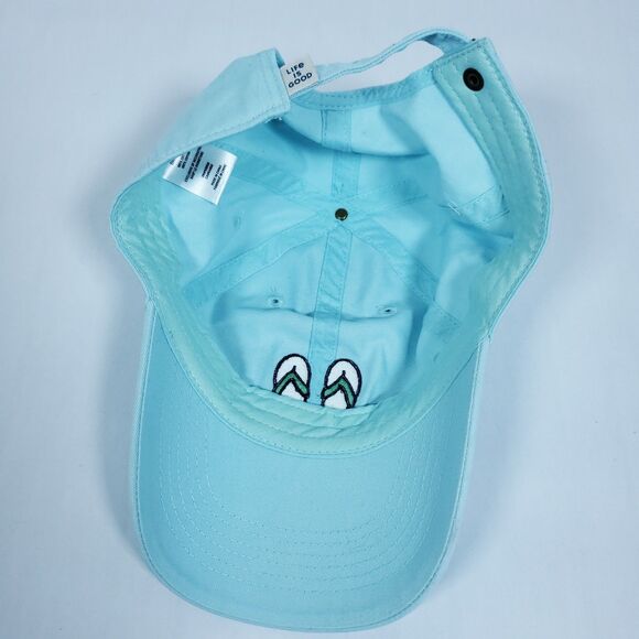 Life Is Good Embroidered Light Blue Sandals Flip Flops Adjustable Cap Hat - Picture 7 of 8